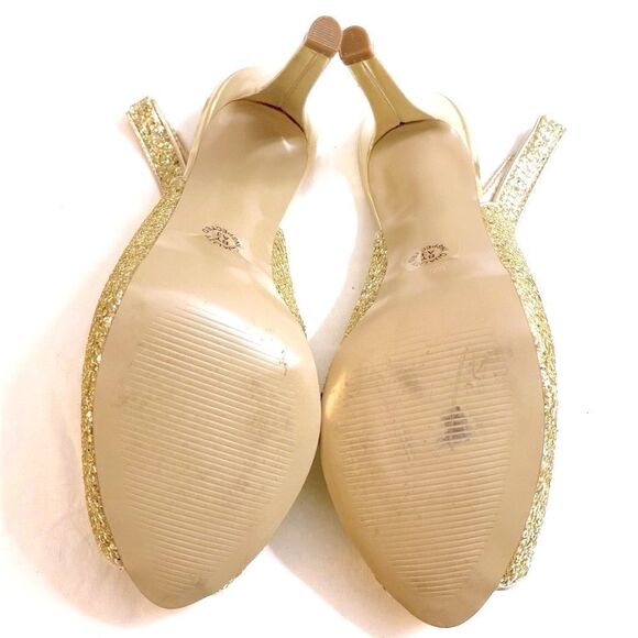 NWOT Ana 023-5745 Nora Platino Women’s Gold Glitter Peep Toe Slingback - Picture 6 of 6
